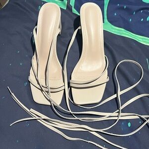 Nude Lace Up Heels Size 40 (9.5)